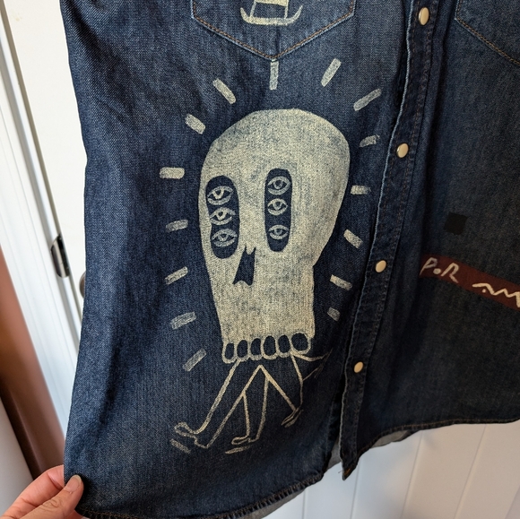 NWOTS ZARA x Milicia Grafica Limited Edition Pearl Snap Skull Mens Medium - Picture 4 of 6